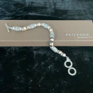 COPY - Silpada Silver and Brass Beaded Toggle Bracelet